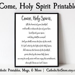 Come, Holy Spirit Prayer , Catholic Church Prayer, RCIA Sponsor Printable Gift, Confirmation Wall Art, Baptism RCIA Confirmation Altar Decor