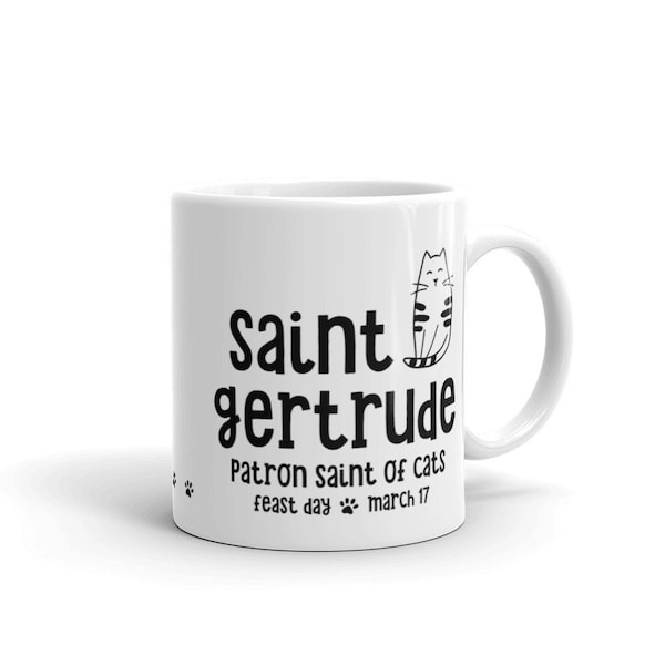 St. Gertrude of Nivelles, Patron Saint of Cats, Catholic Pet Mug, Cat Lover Gift, Veterinarian Mug, Pet Sitter Thank You Gift, Vet Tech Mug