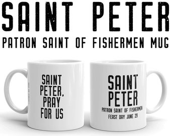 St. Peter Bid voor ons Mok, Patroonheilige van Vissers, Katholieke Visserij Gift Mannen, Priester Broer Vader RCIA Bevestiging Afstuderen Doop