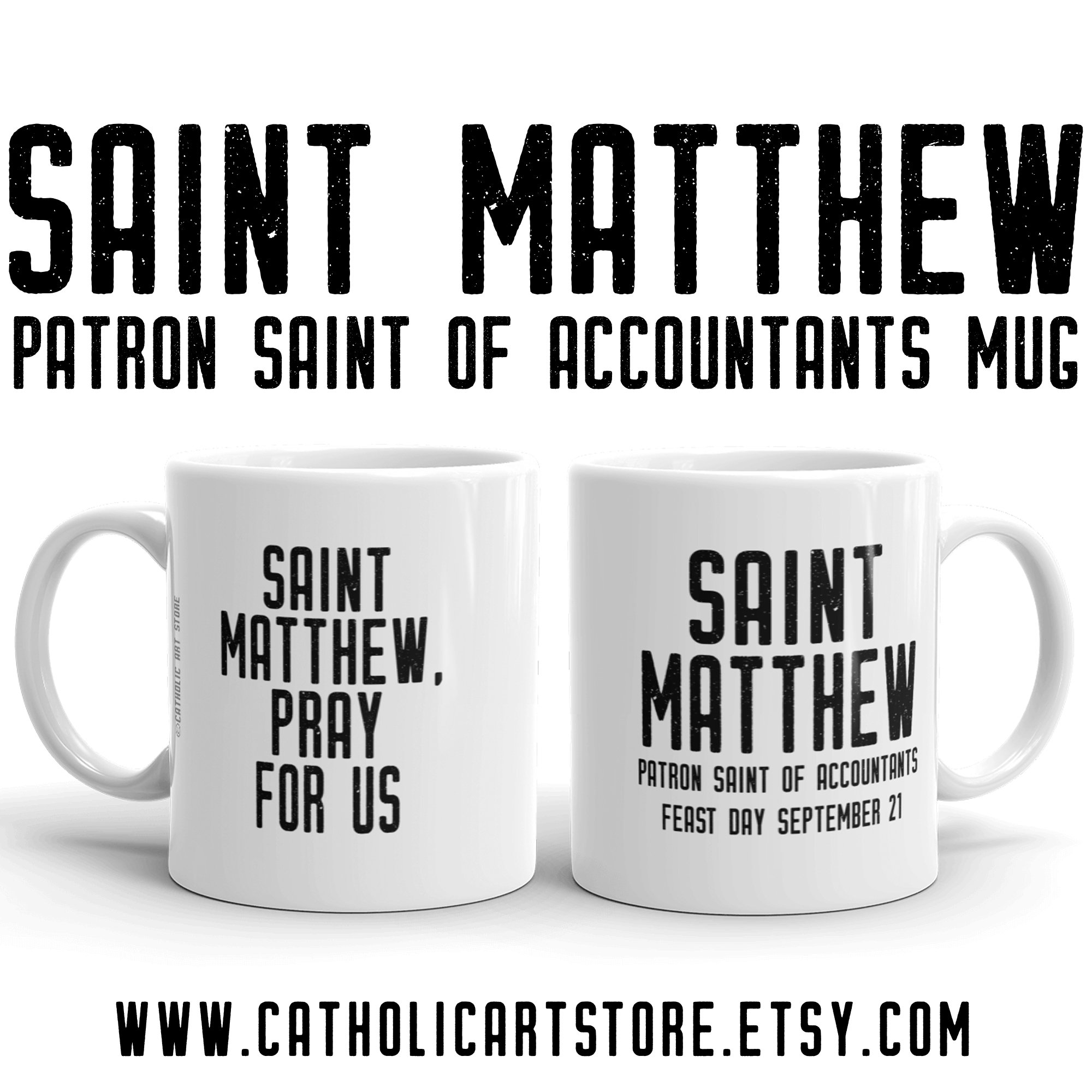 St. Matthew Pray for Us Mug, Patron Saint of Accountants, Catholic ...
