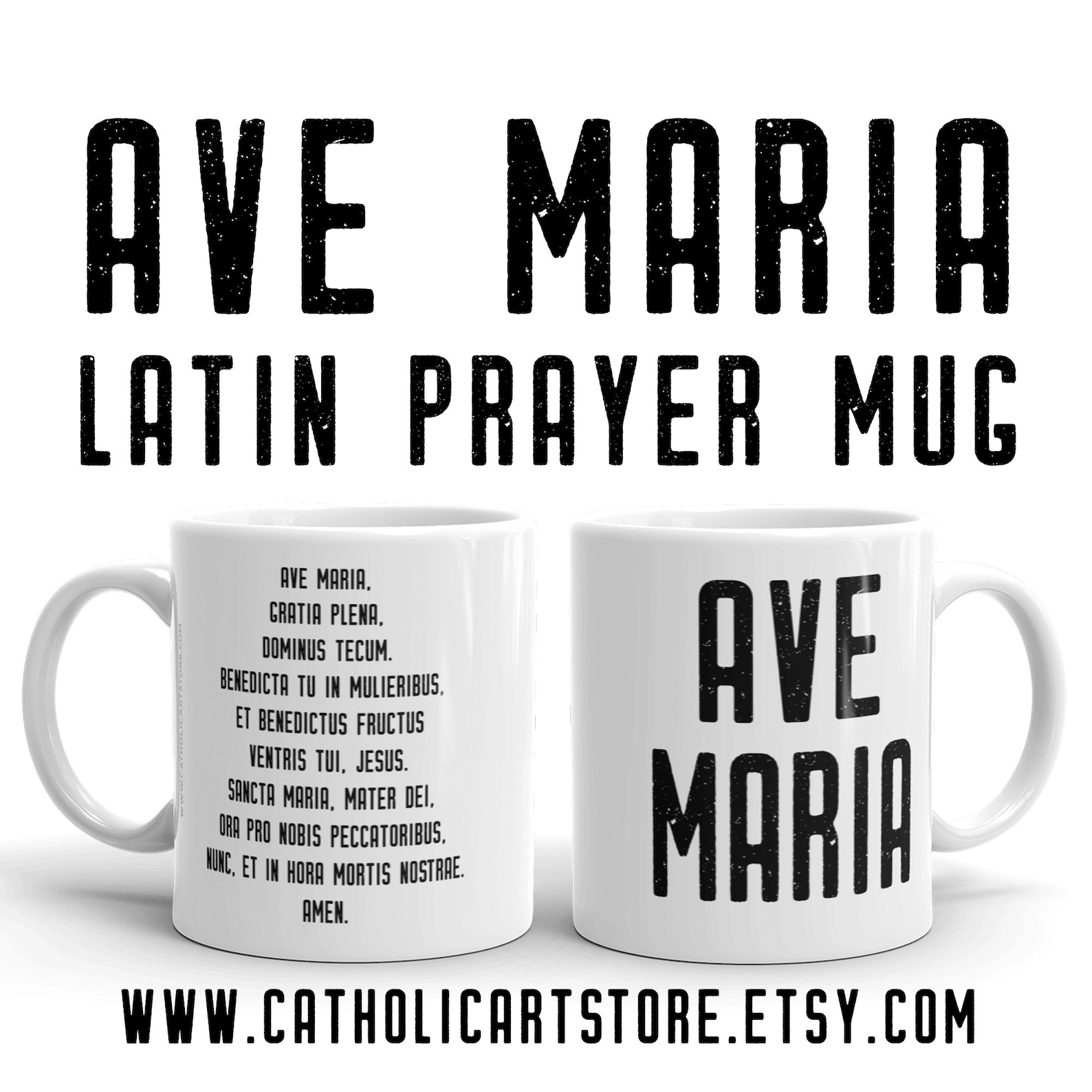 Ave Maria Latin Prayer Mug, Catholic Coffee Cup, Priest, Nun, Deacon ...