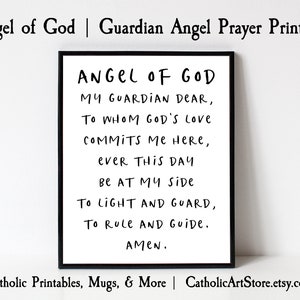 Angel of God Guardian Angel Prayer, Children&#39;s Prayer Bedroom Art, Catholic Sunday School Wall Art, DIY Catholic Home Altar, Classroom Decor