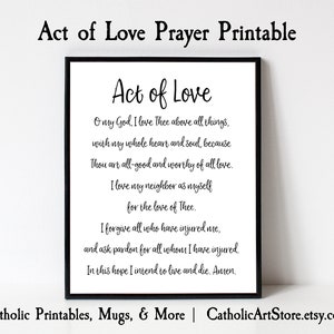Act of Love Catholic Prayer, Children&#39;s Prayer Bedroom Art, Catholic Sunday School Wall Art, Catholic School Classroom Decor Lector Gift