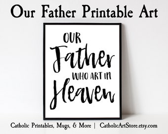 Our Father Who Art in Heaven, Catholic Wall Art, Religious Home Decor, Bible Study Art, Sunday School Decoration, Convent Rector Altar