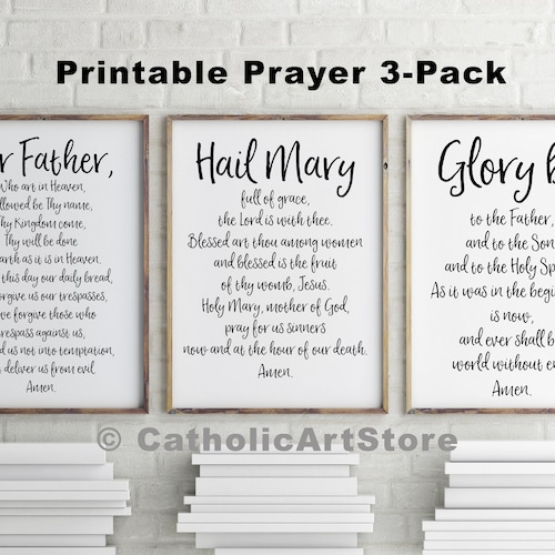 Our Father Hail Mary &amp; Glory Be Printable 3-prayer Pack - Etsy