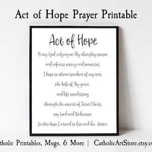 Act of Hope Catholic Prayer, Children&#39;s Prayer Bedroom Art, Catholic Sunday School Wall Art, Catholic School Classroom Decor Lector