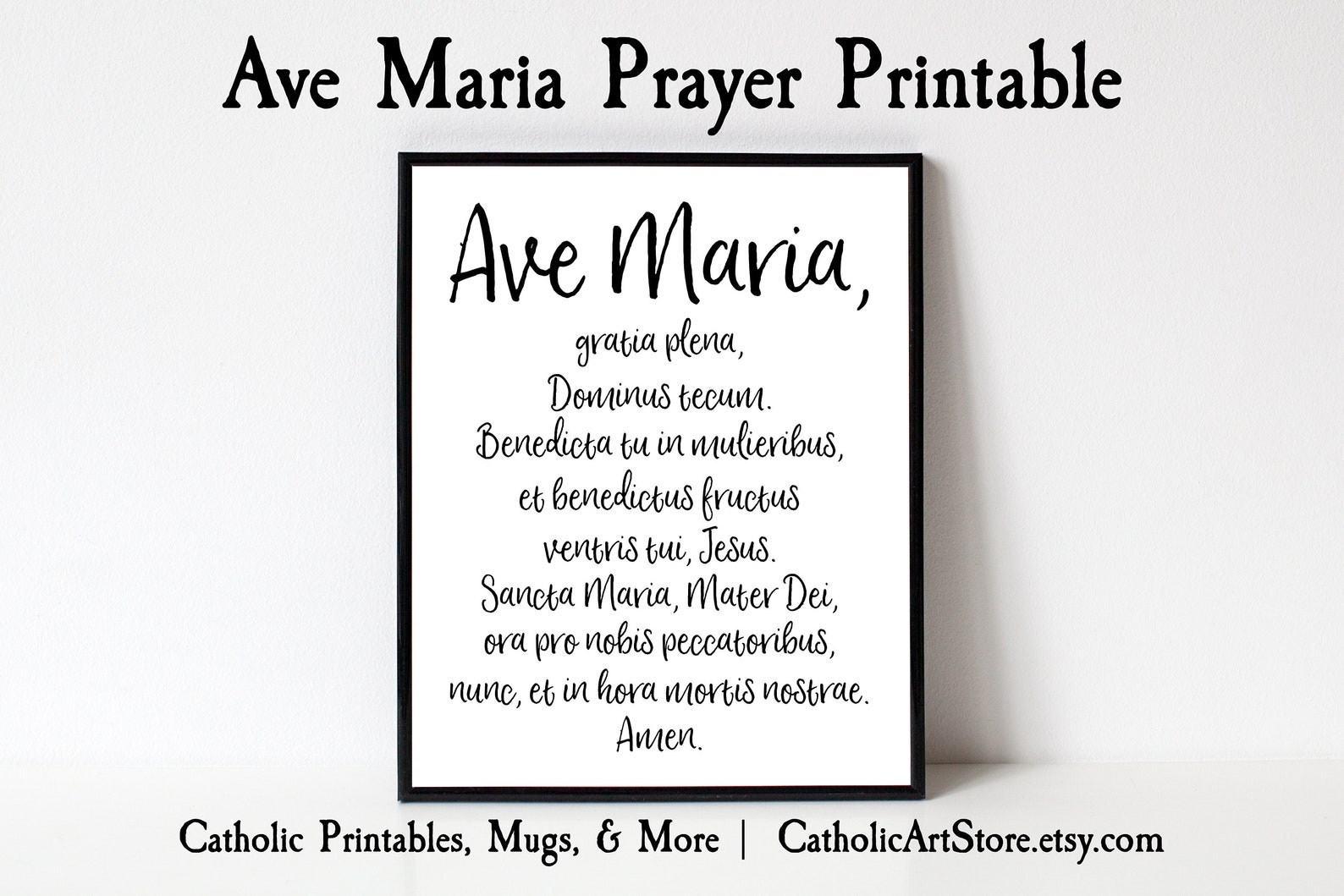 Ave Maria Latin Prayer Printable, Katholieke Hail Mary Prayer ...