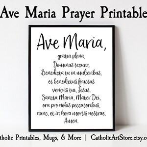 Ave Maria Latin Prayer Printable, Catholic Hail Mary Prayer, Catholic Home Altar, Catholic Wall Art, DIY Religious Home Decor, Easter Art image 1