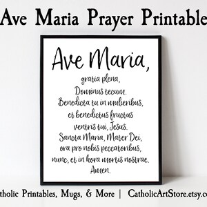 Ave Maria Latin Prayer Printable, Catholic Hail Mary Prayer, Catholic Home Altar, Catholic Wall Art, DIY Religious Home Decor, Easter Art