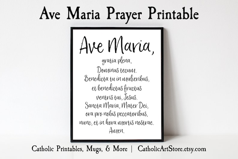 Ave Maria Latin Prayer Printable, Catholic Hail Mary Prayer, Catholic Home Altar, Catholic Wall Art, DIY Religious Home Decor, Easter Art image 1