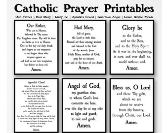 Catholic Prayer Art Prints: Our Father, Hail Mary, Glory Be (Digital Download)