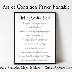 Act of Contrition, Catholic Church Prayer, Prayer for Forgiveness, Confession Prayer, Catholic Mass Wall Art, Religious Home Decor