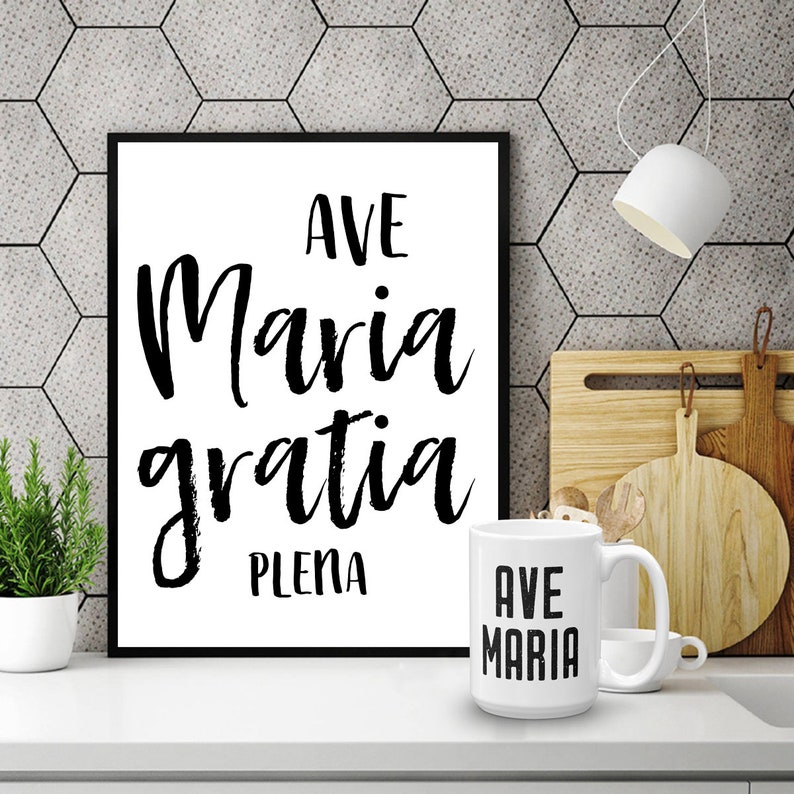 Ave Maria Gratia Plenia Latin Hail Mary Catholic Art Print - Etsy