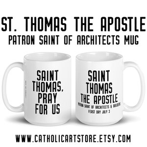 Thomas der Apostel betet für uns Becher, Schutzpatron der Architekten Baumeister Bauarbeiter, katholisches Geschenk, Abitur Geschenk, Papa Tasse