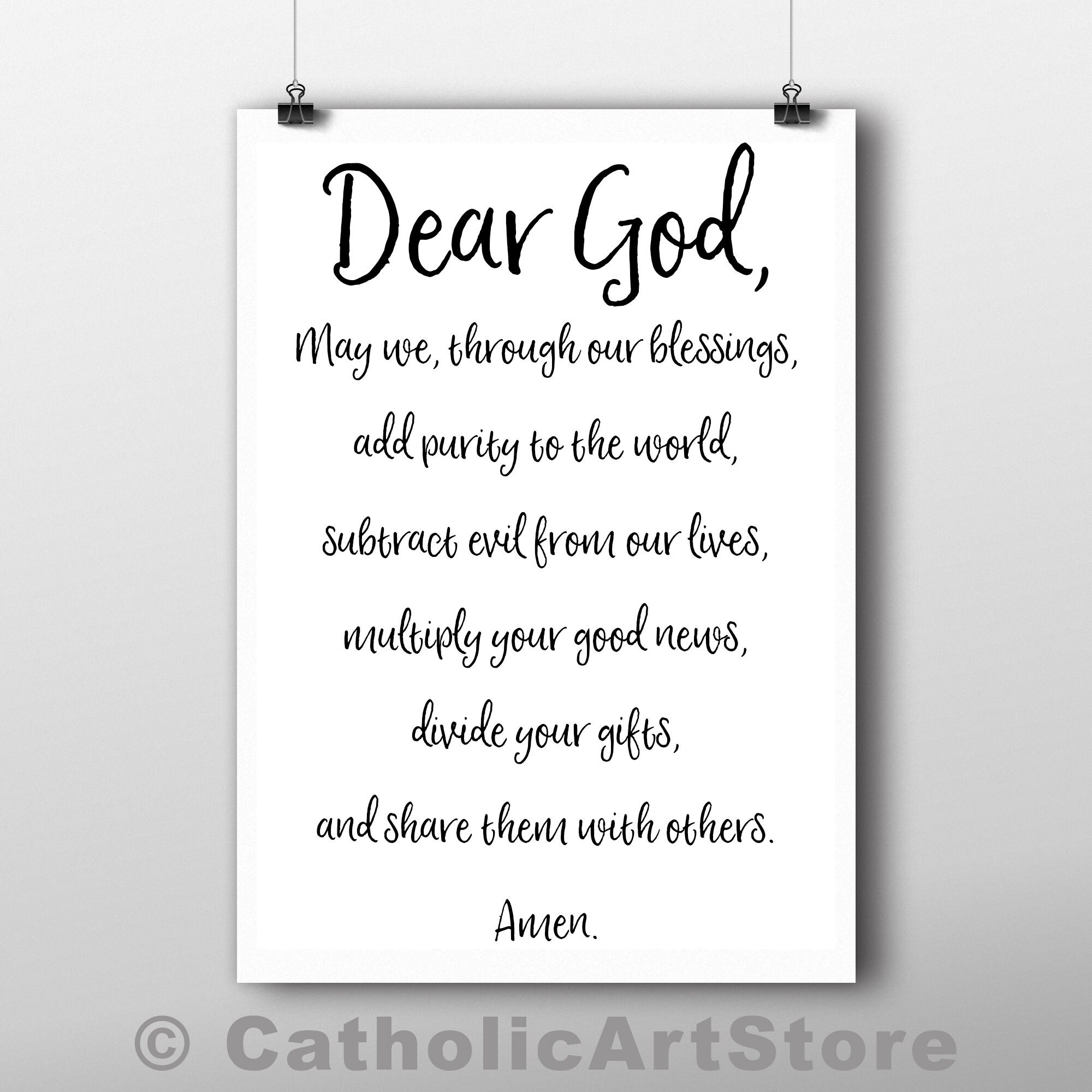 Math Prayer, Catholic School Math Teacher Gift, Catholic School