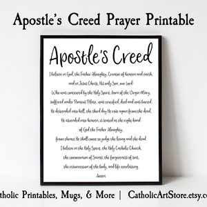 Apostle&#39;s Creed Printable, Catholic Prayer, Catholic Wall Art, Religious Home Altar Decor, Bible Study, Sunday School Decoration, Convent