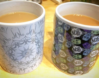 NOPE & NO pattern mugs