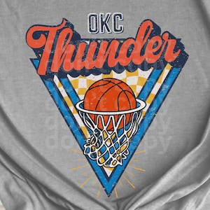 Vintage/Retro Oklahoma City OKC Thunder Inspired Digital Design High Quality PNG
