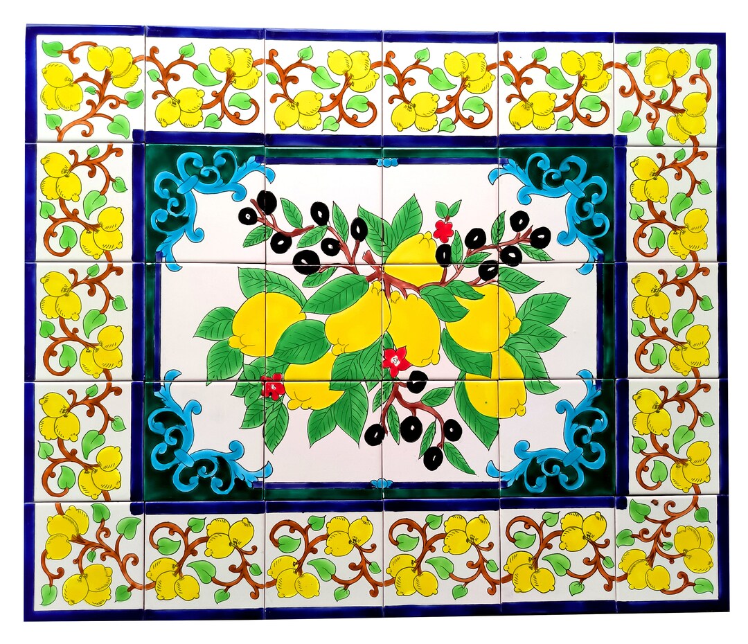 Handpainted Tiles 90x75 or 75x90 Lemon Tile Picture italia Mosaic