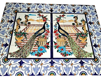 Large tile picture peacocks hand-painted tiles borders 1.2 meter picture mosaic tiles ceramic mosaic handpainted tiles Azulejos Tegel Oriental