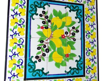 carreaux peints à la main 90x75 citrons 35 « x 30 » carrelage photo bordures mosaïque citrons bordures carreaux peints à la main Azulejos Tegel carreaux de céramique