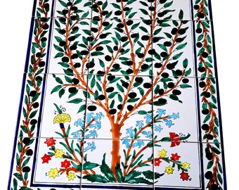 45x60cm  handbemalte Fliesen Oliven Fliesenbild 18" x 24" Mosaikfliesen Spanische Fliesen Motiv handpainted tiles Azulejos orientalne płytki