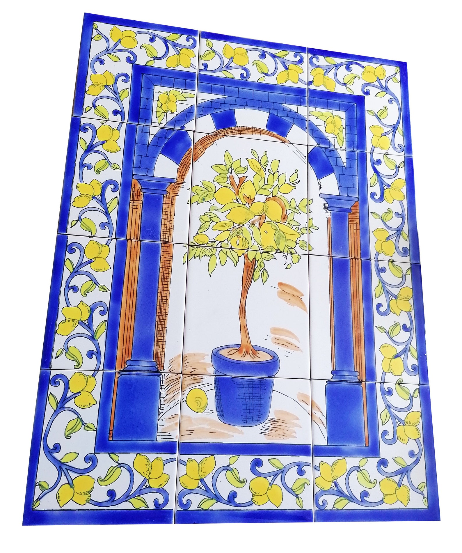 Tile picture hand painted lemon tree citrus mosaic tiles Etsy