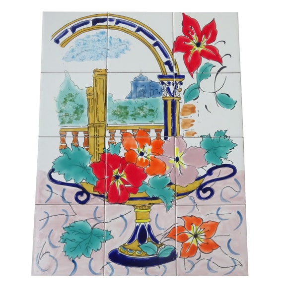 Télécharger gratuitement Images Tile Painting Hand Painted Ceramic Tile Mosaic Tile Floral Etsy dernière salutations