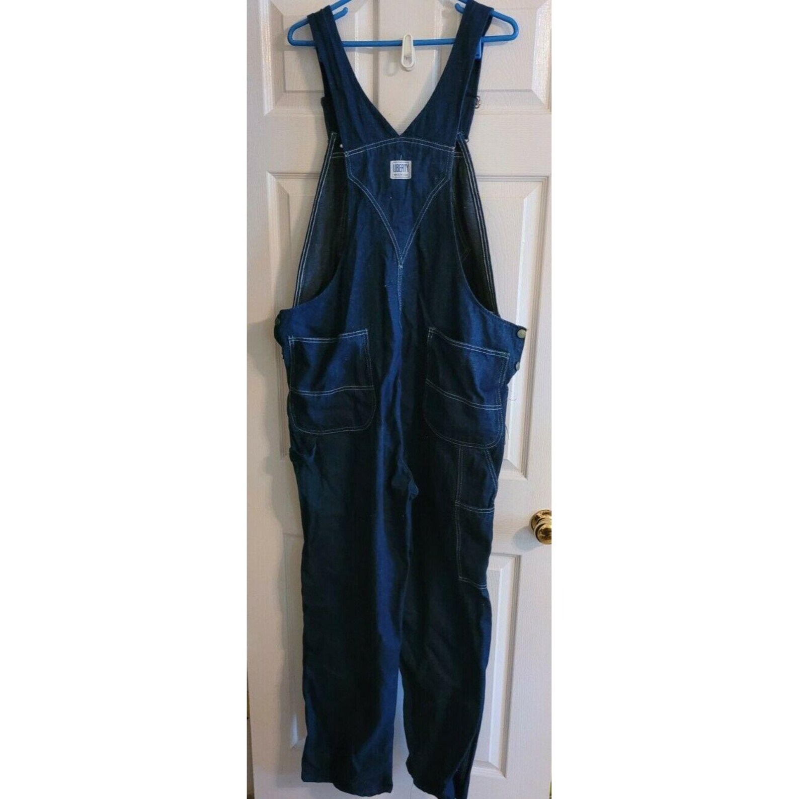 Vintage Liberty Denim Bib Overalls 42x32 Button Fly Blue Jean Etsy