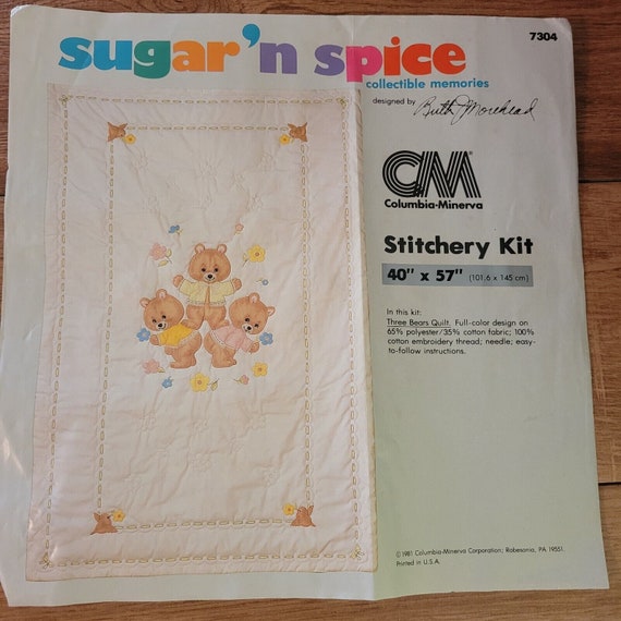 Vintage Three Bears Quilt Embroidery Kit 1981 Sugar N Spice Etsy