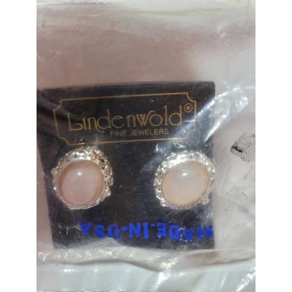 Vintage Lindenwold Pink And Silvertone Silver Clip On Earrings New in package