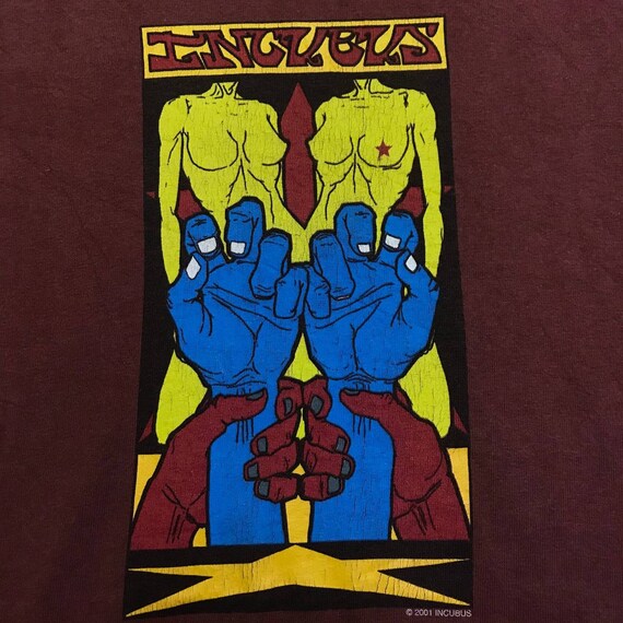 Vintage Incubus Band Cover Album Dark Red T shirt