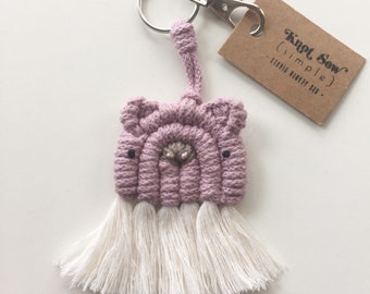 Pig keyring / Macramè pig keyring / Pig rope keyring