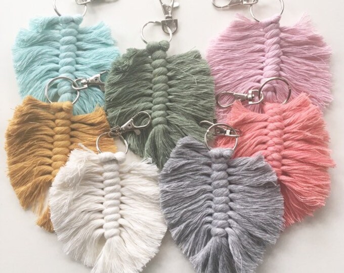 Bag Charm / Keyring / Macrame Bag Charm / Feather Bag Charm / Etsy UK