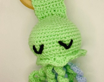 Crochet octopus rattle - sensory toy for baby