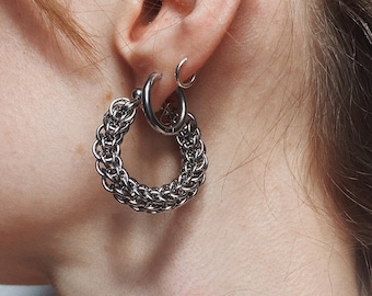 PERSIA Hoop Earrings || gothic full Persian 6-in-1 chainmaille hoop earrings