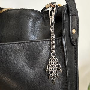 MORTEM Bag Charm || Handmade stainless steel gothic chainmail bag charm with spike pendants
