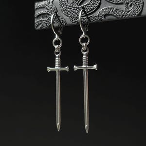 EX Earrings || Gothic stainless steel sword dangle earrings