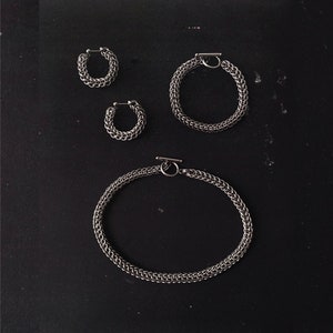 PERSIA Jewellery Bundle || Handmade necklace, bracelet and hoop earrings made in a full Persian 6-in-1 chainmail weave