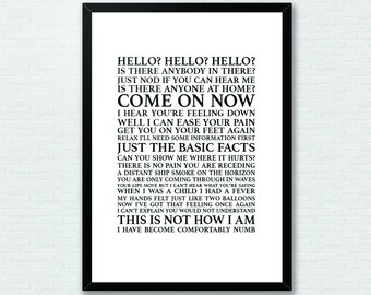 Pink Floyd Song Lyrics Typography Print Poster Artwork Home