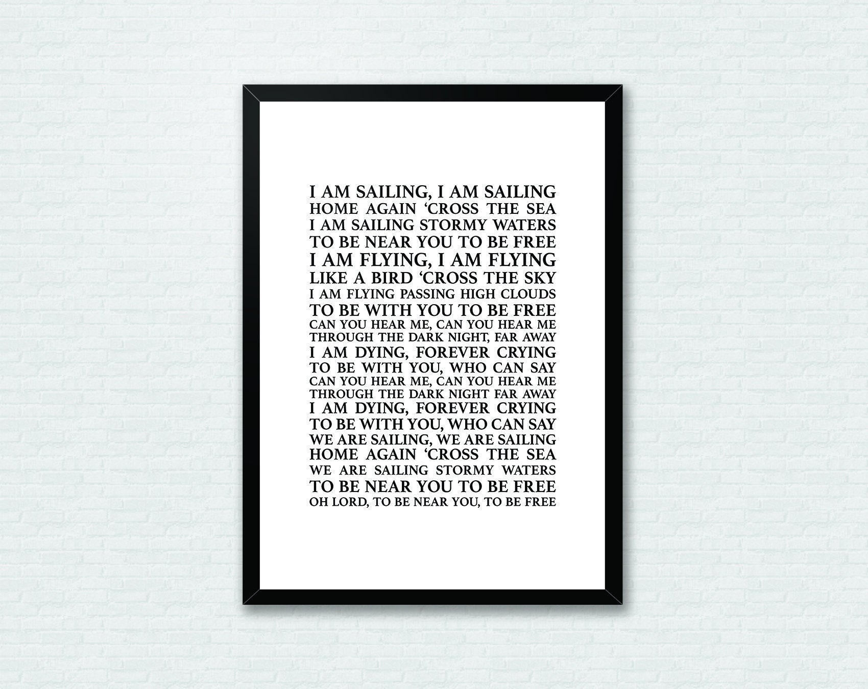 Sailing Rod Stewart Lyrics Song Lyrics Typography Print Etsy