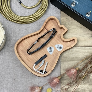 Guitar Tray, Personalized Guitar Tray, Keepsake Pick Box, Wood Valet Tray, Music Catch All, Wood Box, Home Décor, Coin Tray, Pick Box