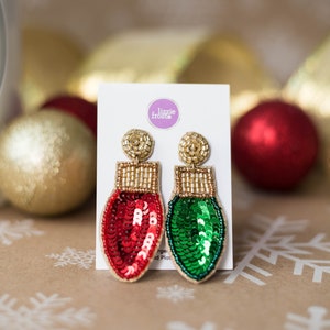 Christmas Earrings, Christmas Gifts, Tree, Lights, HO HO HO, Candy Canes, Stocking Stuffers, Party, Unique Christmas Gifts, Holiday Party Vintage Lights