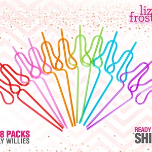 Penis Straws, Bachelorette Party Favors, Silly Straws, Rose Gold Penis Decorations, Bridal, Shower, Rainbow, Gift Ideas, Assorted Colors image 1