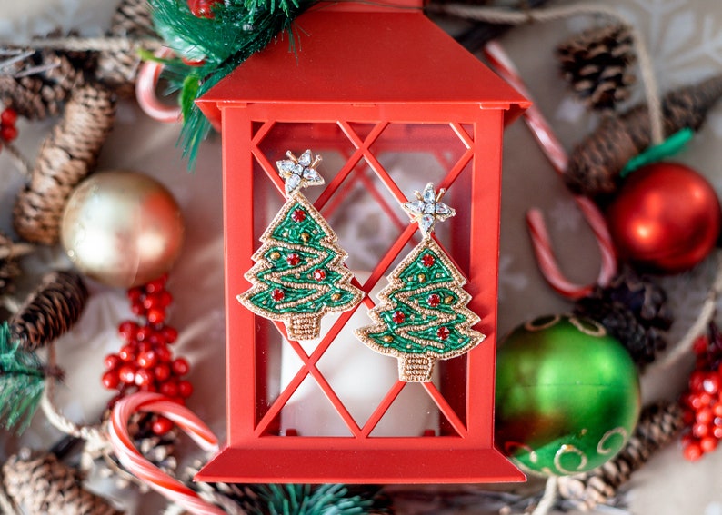 Christmas Earrings, Christmas Gifts, Tree, Lights, HO HO HO, Candy Canes, Stocking Stuffers, Party, Unique Christmas Gifts, Holiday Party image 7