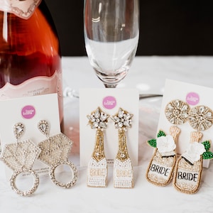 Handmade Champagne Bottle Beaded Earrings, Bachelorette Party Gifts