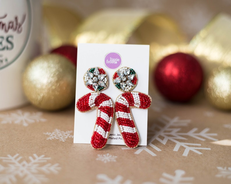 Christmas Earrings, Christmas Gifts, Tree, Lights, HO HO HO, Candy Canes, Stocking Stuffers, Party, Unique Christmas Gifts, Holiday Party Candy Canes