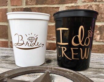 I Do Crew Cups | Bachelorette Party Cups 16 0z | Bridal Party Stadium Cups | BLACK I Do Crew Cup ON SALE!!!