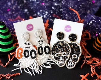 Ghosts Boo Fringe Earrings, Halloween Earrings, Pumpkins, Skulls, Halloween Party, Halloween Costumes, Statement Jewelry, Cute Fall Gifts