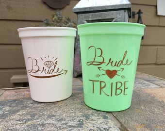 Bride Tribe Cups | Bachelorette Party Cups 16 0z | Bridal Party Stadium Cups | Mint Bride Tribe Cups ON SALE!!!